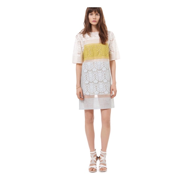 Rebecca Taylor Yellow Lace Patchwork Runway Dress - Picture 2 of 14